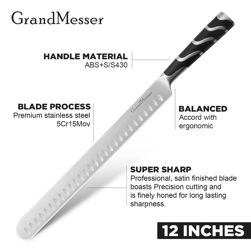 GrandMesser Carving Knife, 12 Inch Slicing Knife for Meat, Premium