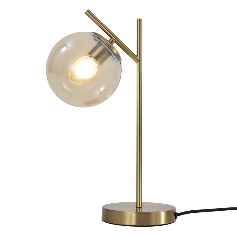 Fulesi Mid Century Modern Table Lamp Gold Globe Nightstand Lamp