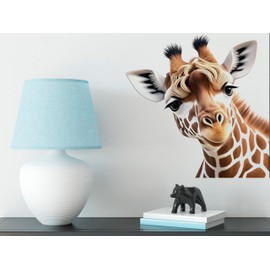 Cute Watercolor Giraffe Wall Decal,Lovely Cartoon Hand Drawing African Savanna Animals Stickers,Vinyl Waterproof Removable Wall Decor for Nursery Kids Baby Room Preschool Toilet Playroom Classroom