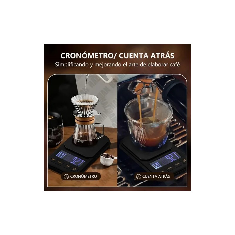 Báscula Digital de Cocina HALMAN con Temporizador para Café y