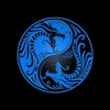 CafePress Blue Yin Yang Dragons with Black Back Square Car