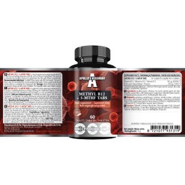 Methyl B12 + 5-MTHF 300 mcg - Vitamin B12 und Folsäure - 60 vegane Tabletten - 8 Monate Vorrat - Energie und Wohlbefinden - Nahrungsergänzungsmittel von Apollo's Hegemony