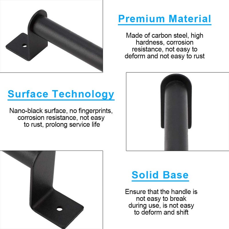 Smandy Black High Performance Barn Door Handle Pull Set Carbon