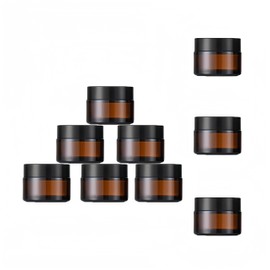 9 Pcs 15g Glass Cosmetic Jars with Lids and Inner Liners,Amber Cream Jar Reusable Travel Toiletries Containers Glass Jars for Creams,Lotion,Ointmen,Cosmetic,Sample