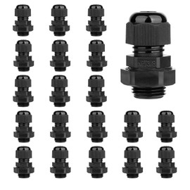 AMPELE 20 Pack 3/8'' NPT Cable Gland Waterproof Adjustable 4-8mm/0.16-0.31inch Nylon Cable Glands Joints with Gaskets (3/8", 20 Pack)