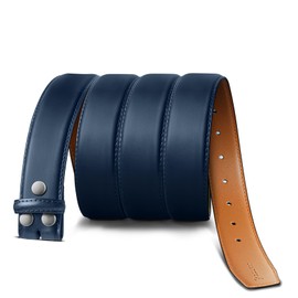 BULLIANT Leather Belts Strap 1 1/2" with Snaps No buckle for Men Belt Replacement(Purplish Blue,54"-56" Waist Adjustable)