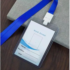 Pack of 20 Clear ID Card Holder Vertical PVC Card Holder Plastic Name Tag Badge with Lanyard, for ID Cards, Labels, Cards