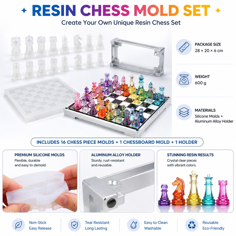 Resin Chess Set Mold Kit for DIY Crafts – 3D