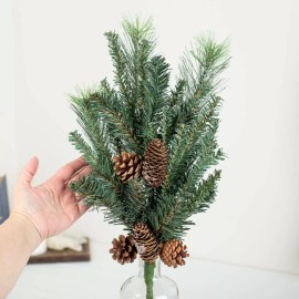 Unbranded Set of 2 Snowy Artificial Mixed Pine 29" Sprays with Pinecone Accents