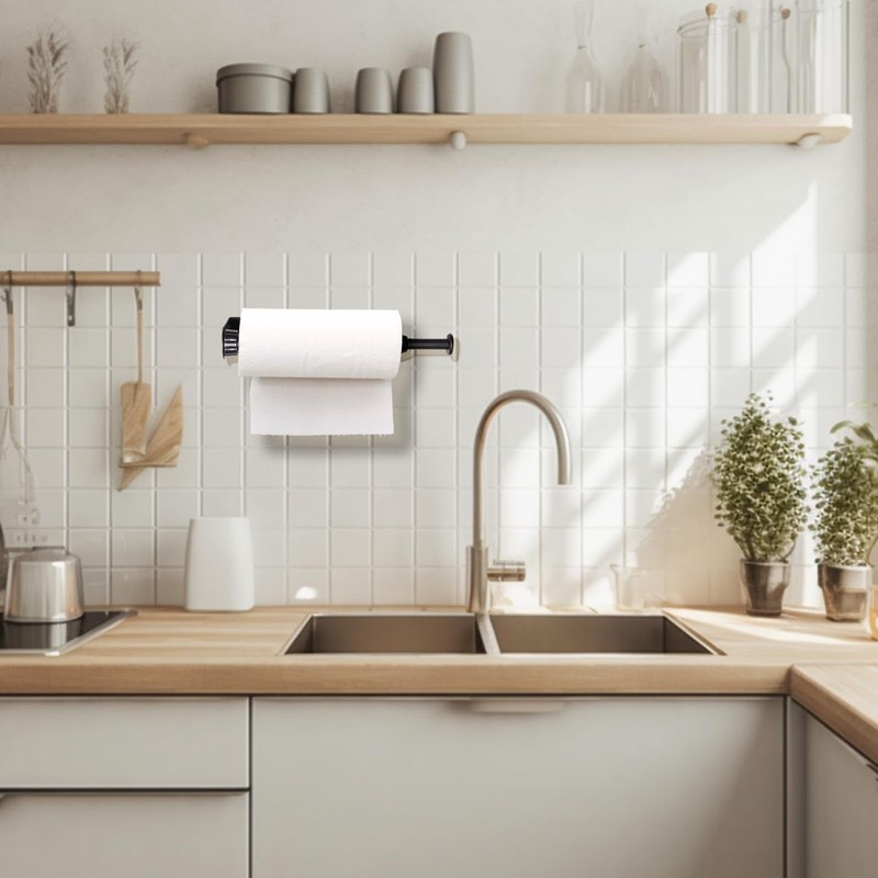 Kitchen Roll Holder, No Drilling, One-Hand Tearable Paper Towel Holder