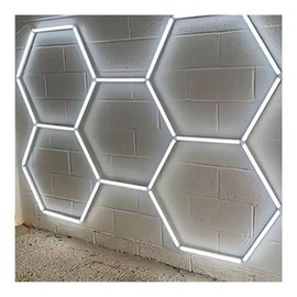 96in x 69in Hexagon LED Shop Light Kit, 144W - 5-Hex Design, 5000K, 17,280 Lumens, IP44 ETL Listed, Dimmable with Triac Dimmer - Garage, Game Room, Workshop Lighting