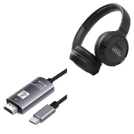 BoxWave Cable Compatible with JBL Tune 510BT - SmartDisplay Cable - USB Type-C to HDMI (6 ft), USB C/HDMI Cable - Jet Black
