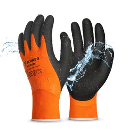 Schwer 2 Pairs Waterproof Work Gloves for Men and Women CR3306, Gardening Gloves with Double Latex Coated, Non-slip Working Gloves for Garden, Outdoor Construction, Car and Fish Cleaning, L