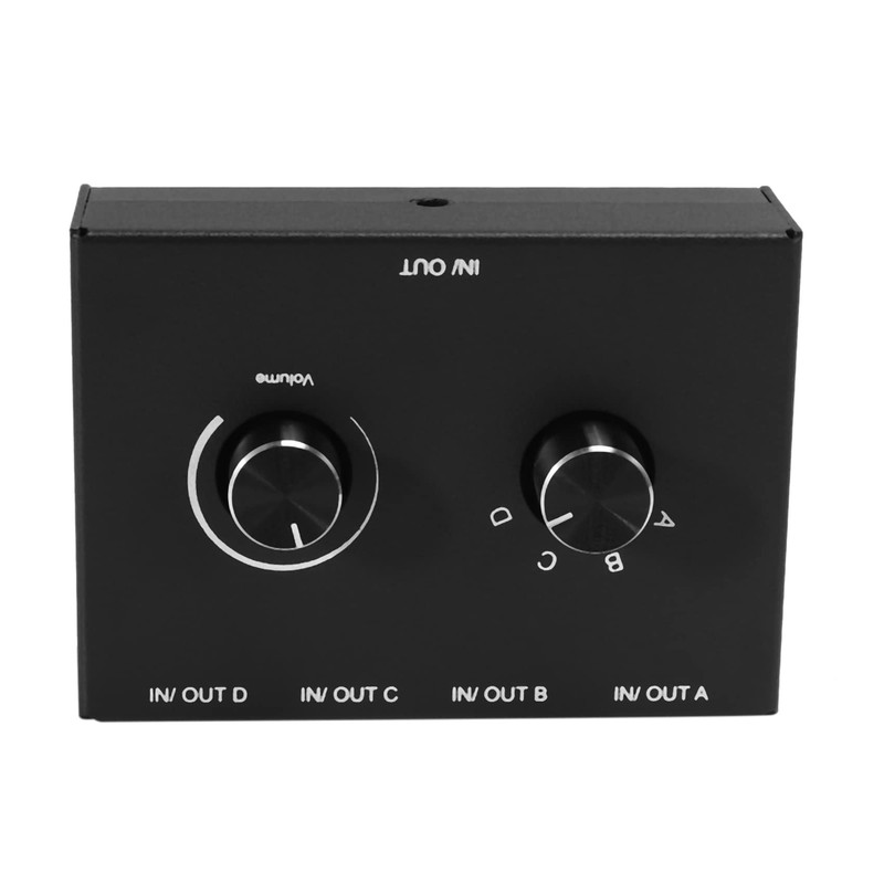 jingfei 4 Port Audio Switch, 3.5mm Audio Switcher, Stereo AUX