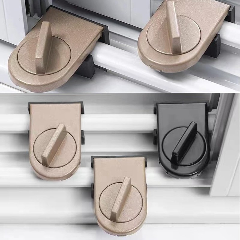 CZAKOMIX Pack of 4 Coffee Colour Window Lock, Adjustable Window