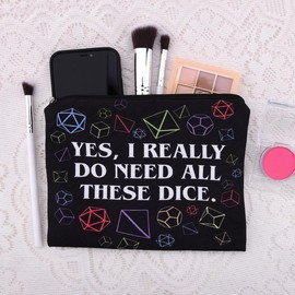 Sudaporn Yes I Really Do Need All These Dice Bag Makeup Pouch Dnd Player Birthday Good Luck Gifts DM Gifts for Women DND Lover Travel Toiletry Bag Canvas Cosmetic Pouch Make Up Organizer Storage Bags