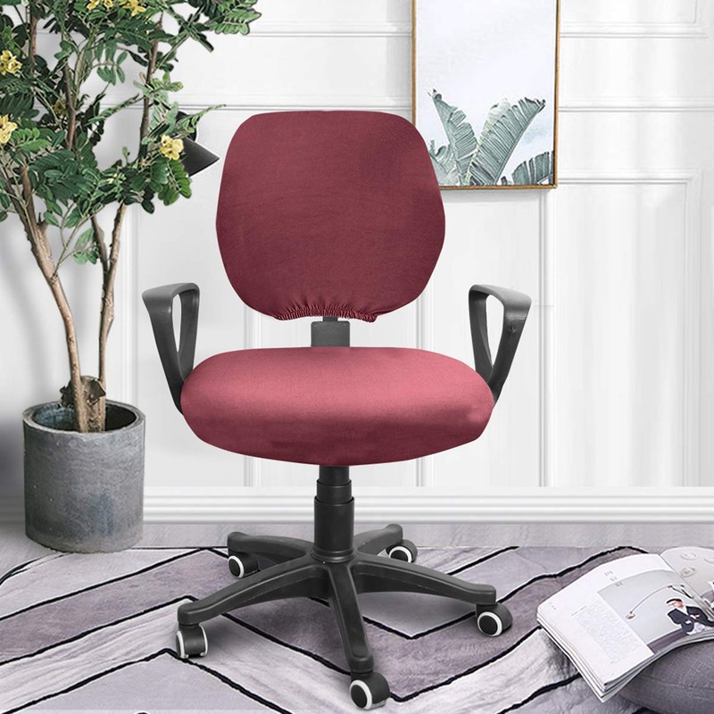 VOSAREA Claret Office Chair Covers Stretch Computer Desk Chair Slipcovers
