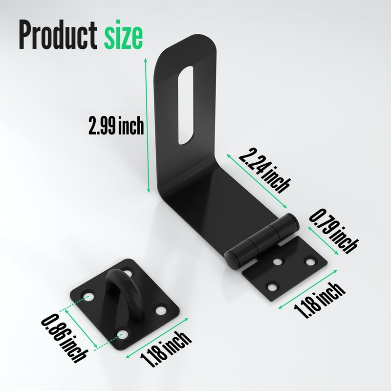 GEMASP Door Lock Hasp Latch, 90 Degree Solid Iron Safety
