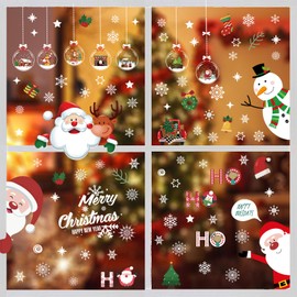 LEISURE CLUB Christmas Static Sticker Wall Sticker Window Sticker 1 + 1 Roll Removable Dirty Christmas Decoration Snow Santa Christmas Tree Reindeer Merry Christmas Wall Decor Small Room Decoration Interior (M14)