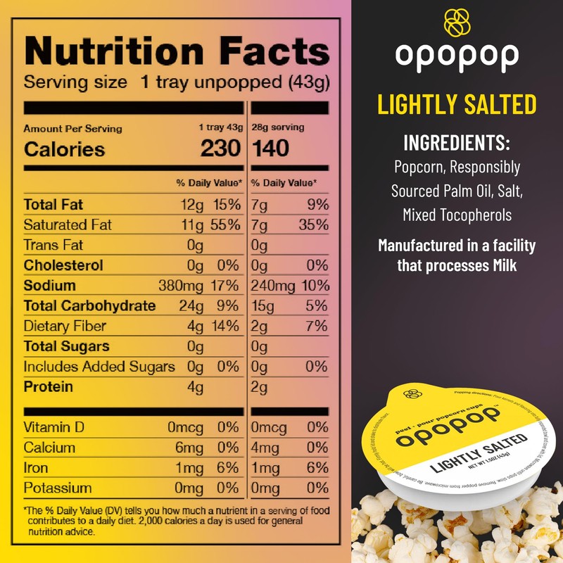 Opopop Microwave Popcorn - Pop Cups Lightly Salted 6-Pack, Non-GMO