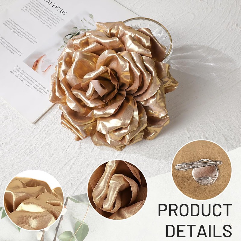 Rose Flower Brooch and Pins, Handmade Floral Hair Clips, Large