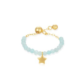 Star Dangling Charm Ring for Women S925 Sterling Silver Lucky Stone Beaded Link Chain Wrap Finger Band Adjustable Bands Stacking Rings Statement Promise Rings