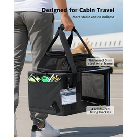 Pecute Expandable Pet Carrier Airline Approved Dog Cat Carrier, Breathable Soft-Sided with Locking Zippers, Pet Travel Bag for Small Dog Cat Anti-Scratch Mesh Leakproof Pee Pad (Dark Gray)