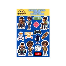 Gamer stickers, Black boy gamer, scrapbooking stickers, laptop decals, school stickers, multicultural, diverse stickers, waterbottle stickers, school rewards