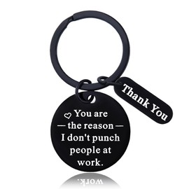 Work Bestie Keyring Gifts for Women Men Work Colleague Leaving Gifts for Colleagues Thank You Appreciation Gifts for Coworkers Co Workers You Are the Reason I Dont Punch People at Work Keyring