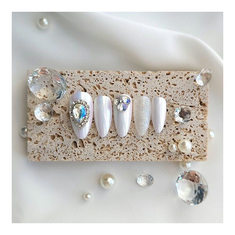 Beach shell Handmade nail tip - petit square / 비치