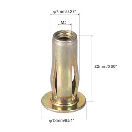 TA-VIGOR 25Pcs Multi-Grip Rivet-Nut, M5 x 22mm Pre-Bulbed Shank Flat Head Threaded Insert Nut, Carbon Steel Color-Zinc-Plated M5 Heavy Duty Nutsert Fasteners for Industrial