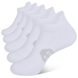 BUDERMMY Ankle Compression Socks for Women Running Athletic Socks Low Cut with Arch Support 5 Pair (US, Numeric, 9, 11, Regular, Regular, Only White 5 Pairs)