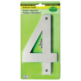 Hy-Ko 6” Classic Reflective Plastic House Number, Modern Raised Numbers for Exterior House, Durable Convenient Marking for Home Address with Included Mounting Hardware for Simple Installation