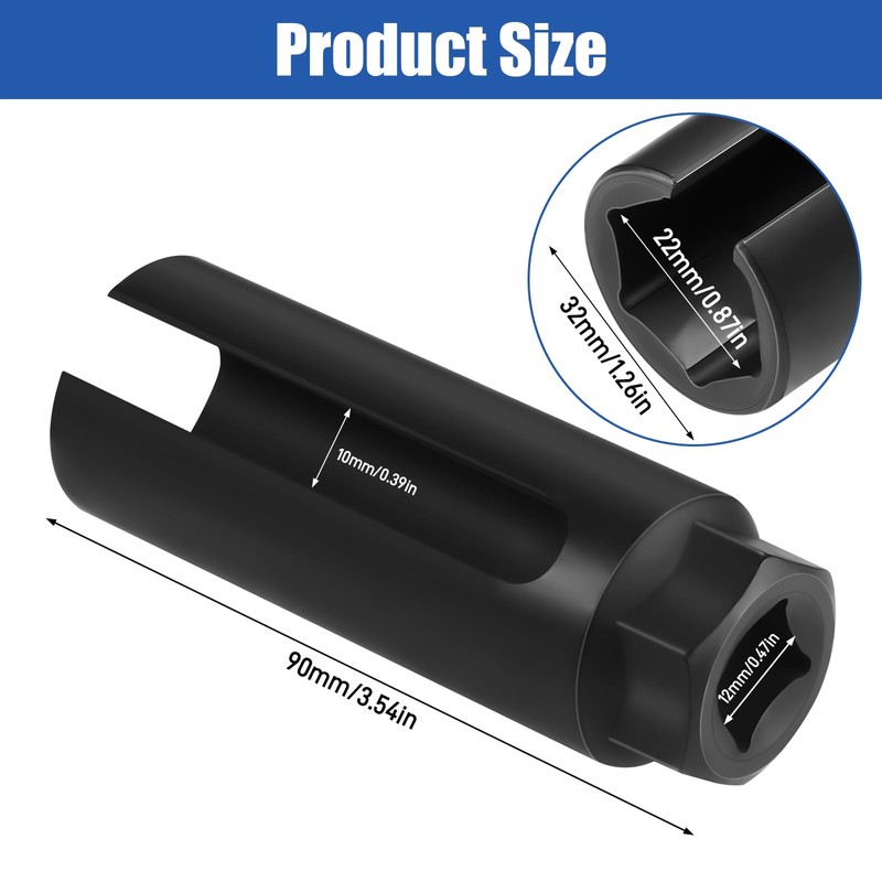 Zocipro Oxygen Sensor Socket with Side Wire Cutout, 3/8" Drive