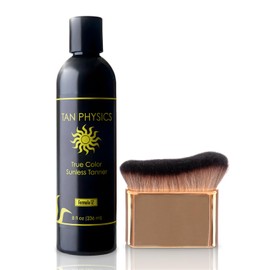 Tan Physics True Color Sunless Tanner 8.3 fl oz con juego de 2 brochas de bronceado
