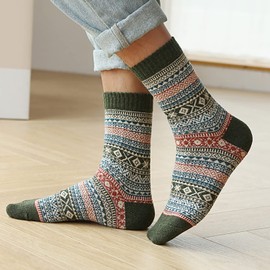 Yazon Men's Winter Socks, Medium Thick, Stylish, Men's Socks, Warm Socks, Cold Protection, Cotton, Wool Socks, Gentleman's, Business, Sports, Indoor, Room Socks, Cold Socks, 9.4 - 11.0 inches (24 - 28