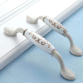 BOZONLI Set of 4 Furniture Handles, Cupboard Handles, Ceramic Aluminium Alloy Handles, Kitchen Cupboard Drawer Door Handles, Pull Handle (96