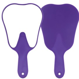 LVCHEN Espejo de mano, bonito espejo de mano en forma de diente con asa, espejo cosmético para mujeres, hombres, niñas y niños (morado)