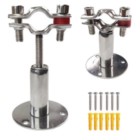 JENSWILL 2PCs Wall Mount Ceiling Pipe Support 304 Stainless Steel Adjustable Ceiling Pipe Bracket Clamp Pipe Straps Fit for Dia 19mm 1/2 inch Pipe Tube with Screws