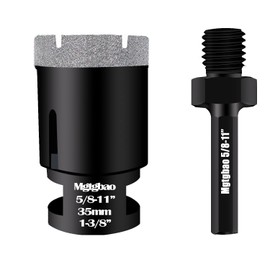 1-3/8"(35mm) Vacuum Brazed Dry Diamond Hole Saw with Slots, Tile Hole Saw for Porcelain Granite Brick Concrete Marble Stone with 5/8-11 Thread to 3/8” Hex Shank Adapter Fit