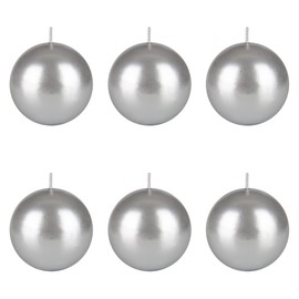 Mega Candles 6 pcs Unscented Silver Ball Round Candles, Hand Poured Premium Wax Candle 4 Inch x 4 Inch, Home Décor, Wedding Receptions, Occasions, Events, Festivities, Meditations, Relaxation