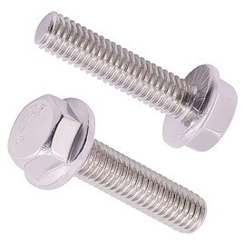 M8-1.25 x 25mm (10 pcs) Flanged Hex Bolts, 304 Stainless Steel 18/8, Large Washer Head Automotive Screws for Car Parts & Machinery Replacement