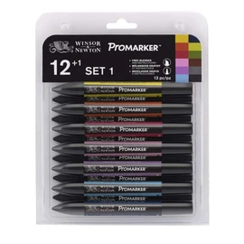 Letraset ProMarker Set No.1 - Pack of 1 (12 Colours and Free Blender)