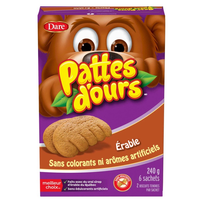 Dare Bear Paws Maple Cookies, 240g/8.4 oz, 6 Pouches, 1