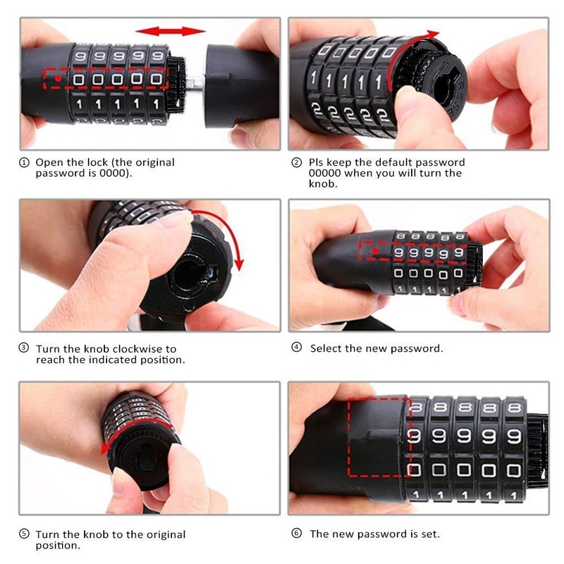 C&J Bicycle Lock, Security Anti-Theft Bicycle Chain Lock - No