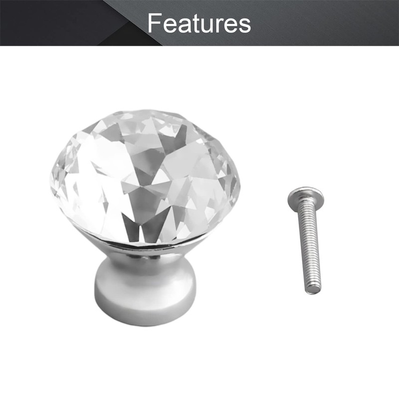 MroMax 2Pcs 30mm Faux Bling Crystal Dresser Door Pull Handle