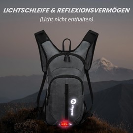 Nepest Hydration Backpack 8L - Bicycle Backpack & Ski Backpack with 2L Hydration Bladder | Ideal for MTB, Running & Skiing | Adjustable Chest & Waist Belt with Safety Whistle - Grey