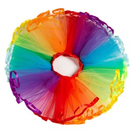 Honeystore Women's Mini Tutu Ballet Multi-Layer Ruffle Frilly Petticoat Skirt Rainbow