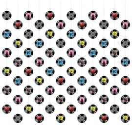 12pcs Vinyl Record Hanging Banner Retro 50s 70s 80s Music Party Decorations Pre-strung Garland with Panel Cutouts Rock 'n' Roll Party Decoration Streamer Birthday