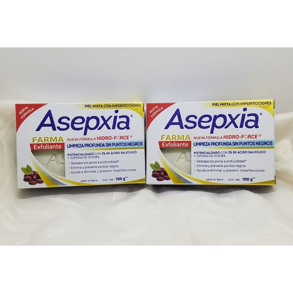 ASEPXIA Farma Exfoliante { 100g x 2 bars of acne fighting soap NEW FORMULA }